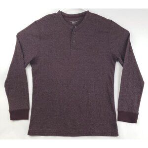 Structure Sweater Mens Large Burgundy Cotton Long Sleeve Slim Fit Henley Neck